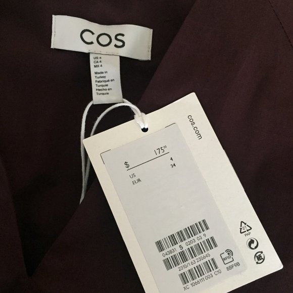 *SOLD* COS Poplin Cotton Midi Shirt Dress Size 4 - Picture 8 of 8